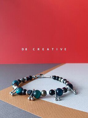 New men's stylelist tiger eyes with pyrite and stainless steel bracelet